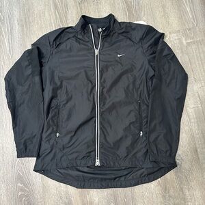 Nike Womens Y2K Girls Zipper Windbreaker Jacket Black Size XL (16-18)
